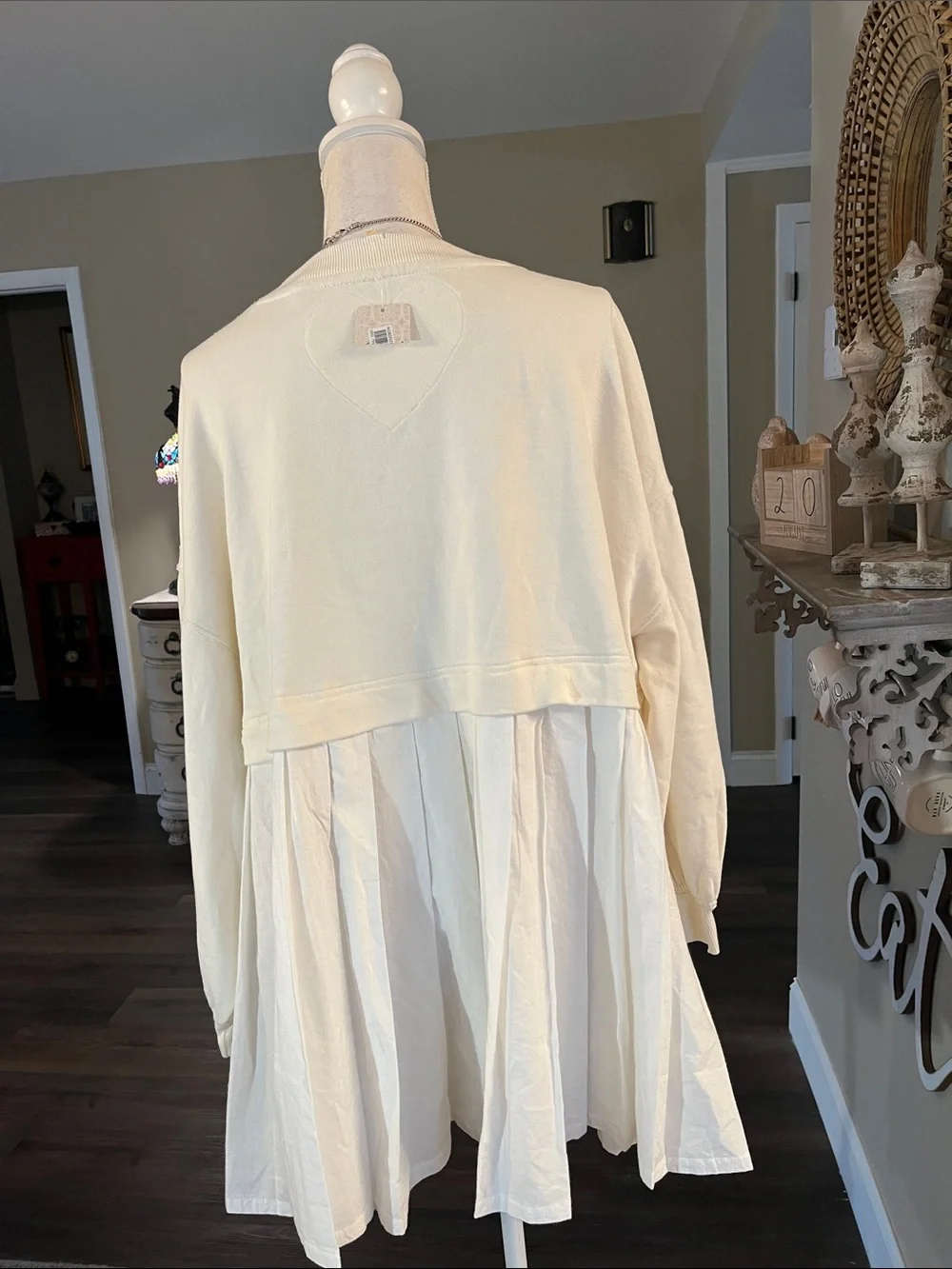 Free People Cream Pleated Mini Dress